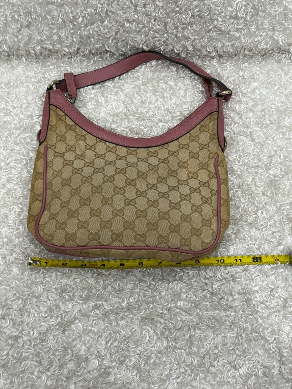 Gucci Beige/Pink GG Canvas and Leather Hobo - Picture 9 of 16